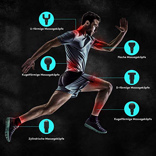 AERLANG Pistola de masaje, dispositivo de masaje muscular con 20 velocidades y 6 cabezales de masaje, dispositivo de masaje muscular, dispositivo de masaje de percusión para agujetas musculares