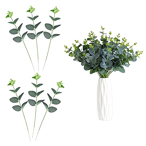 AFASOES 25 Pcs Hojas de Eucalipto Artificial 33cm/13pulgadas Eucalipto Gris Hojas de Eucalipto Secas Hojas de Eucalipto Decoracion Ramo Hojas de Eucalipto Redonda para Decorar Fiestas Bodas Hogar