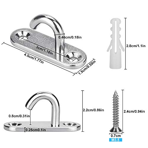 AFASOES 6 Pcs Ganchos de Techo M5 Gancho para Colgar Acero Inoxidable Ganchos Plantas Colgantes Gancho para Colgar Lámpara Canasta de Plantas Barco Dosel Mosquitera +12x Tornillos +12x Tapones de Goma