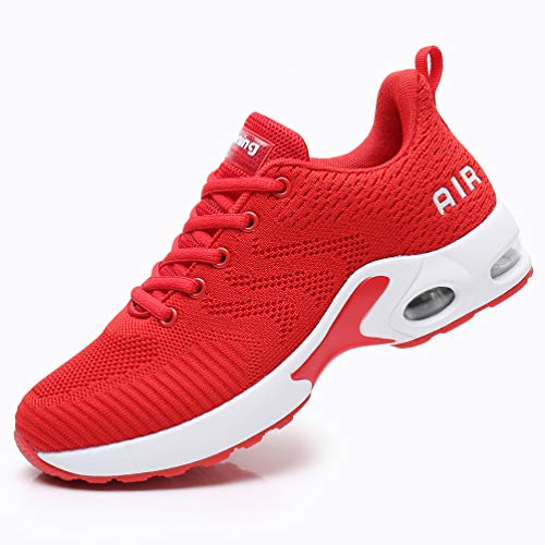 AFFINEST Zapatos para Correr para Mujer Air Zapatillas de Running Ligero y Transpirable Sneakers y Asfalto Aire Libre y Deportes Calzado Rojo 37