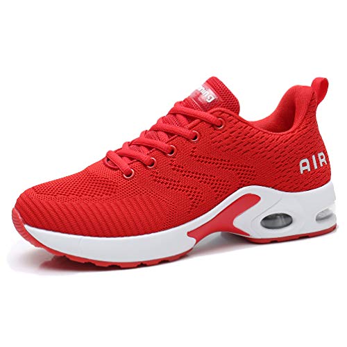 AFFINEST Zapatos para Correr para Mujer Air Zapatillas de Running Ligero y Transpirable Sneakers y Asfalto Aire Libre y Deportes Calzado Rojo 37