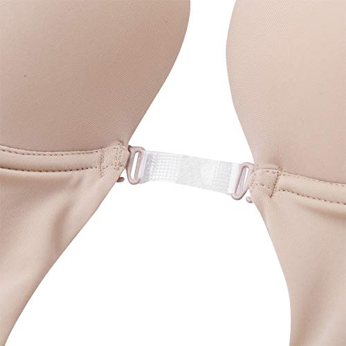 Agoky Body para Mujer sin Escote en V Profundo sin Tirantes Sin Espalda Sujetador Push Up con Aros Correas Transparentes Ajustables Tanga Corsés Body Boda Fiesta Caqui Khaki 36C,36D,38B