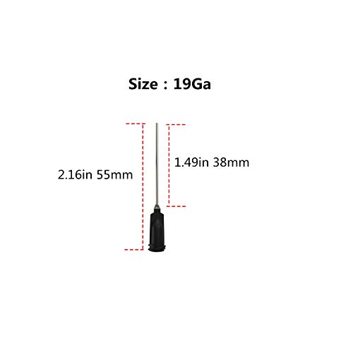 Agujas de punta roma, 100Pack agujas de acero inoxidable Luer Lock para jeringas, aguja dispensadoras roma cánulas de para uso industrial y experimental (19G)