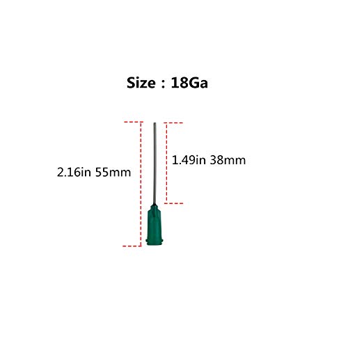 Agujas de punta roma, 100Pack agujas de acero inoxidable Luer Lock para jeringas, aguja dispensadoras roma cánulas de para uso industrial y experimental (18G)