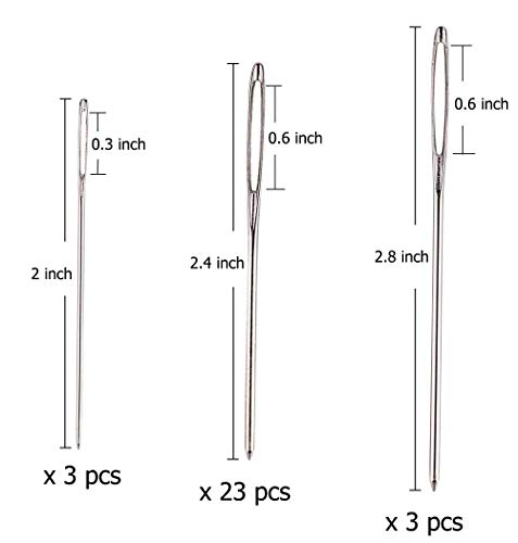 Agujas Romas de Ojo Grande,29 Pack Agujas de Ojo Grande Agujas Acero Mano Agujas de Punta Ojo con Tubo Grande La Aguja para Tejer Manualidades Costura 3 Tamaños 7 cm 6 cm 52 mm