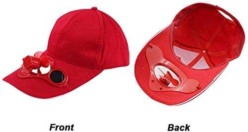 AIAIⓇ Tapa de Ventilador de energía Solar de Verano, Gorra de Deporte al Aire Libre con Ventilador de radiador de energía Solar/Rojo