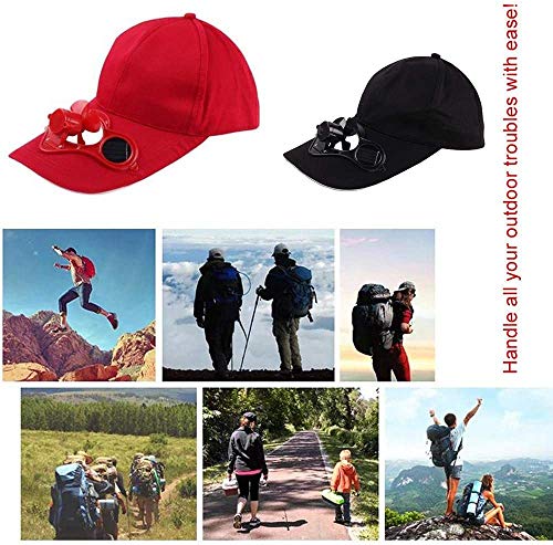 AIAIⓇ Tapa de Ventilador de energía Solar de Verano, Gorra de Deporte al Aire Libre con Ventilador de radiador de energía Solar/Rojo