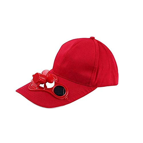 AIAIⓇ Tapa de Ventilador de energía Solar de Verano, Gorra de Deporte al Aire Libre con Ventilador de radiador de energía Solar/Rojo