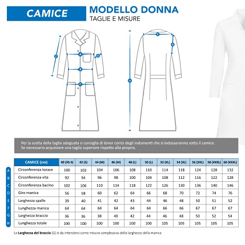 AIESI® Bata de Laboratorio Medico para Mujer blanco de algodón 100% sanforizado talla 40