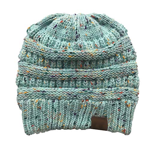 Aikowener Gorro de Punto de Mujer con Trenzas Agujero Bufanda de Punto Bufanda Gorro de Invierno de Punto para niñas (20 x 21 cm, Azul mulitilor)