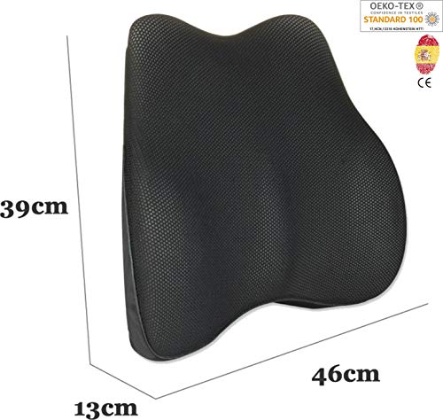 AIMO Cojín Respaldo cojín Lumbar BC-008 ortopédico ergonómico viscoelastico Envolvente para Siento Coche, Silla, Oficina, Viaje, Silla Gaming es Bueno para y prevenir Dolores lumbares y ciática