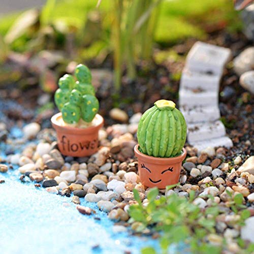 Aisoway Resina Artificial Cactus Planta de la Flor en Maceta en Miniatura Dollhouse Decoración 1 Pc