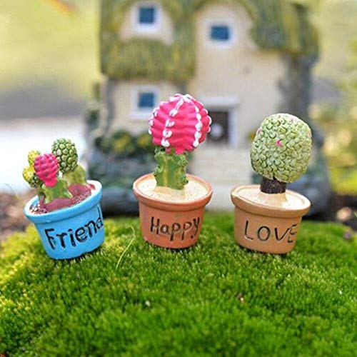 Aisoway Resina Artificial Cactus Planta de la Flor en Maceta en Miniatura Dollhouse Decoración 1 Pc