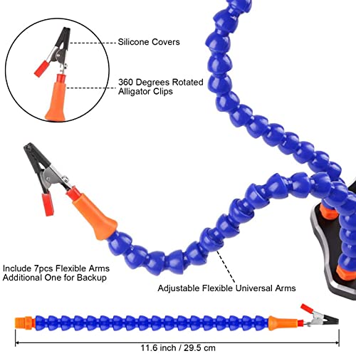 Ajustables Terceras Manos Reparación de Soldadura Herramienta Aumento Múltiples (7 brazos que ayudan a las manos clips giratorios de 360 gradosventilador DC sin escobillas) de LITEBEE (nuevo modelo)
