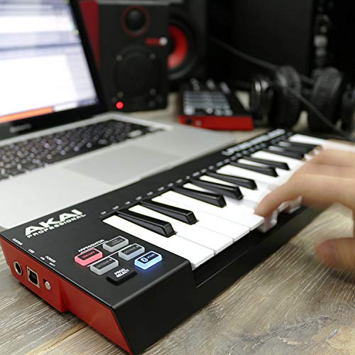 AKAI Professional LPK25 Wireless - Mini Teclado controlador USB MIDI Bluetooth de 25 teclas sensibles a la velocidad, conexión sin cables, compatible con DAW y aplicaciones iOS - Mac/PC