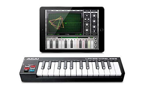 AKAI Professional LPK25 Wireless - Mini Teclado controlador USB MIDI Bluetooth de 25 teclas sensibles a la velocidad, conexión sin cables, compatible con DAW y aplicaciones iOS - Mac/PC