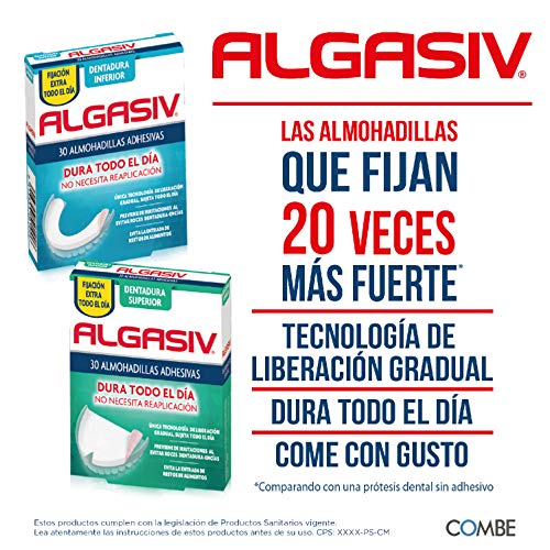 ALGASIV Almohadillas Adhesivas Para Dentaduras Postizas Superiores, 30 Unidades. Dura Todo El Día Y Protege Las Encías