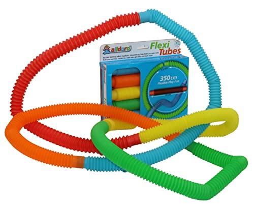 alldoro-Juego 3 cm de diámetro, 3 en 1, con 5 Tubos de plástico Flexibles como pistón de Bolas, tubería de Agua y Aros de aro, Longitud Ajustable de 21 a 73 cm, Multicolor, (Manfred Roser 60332)