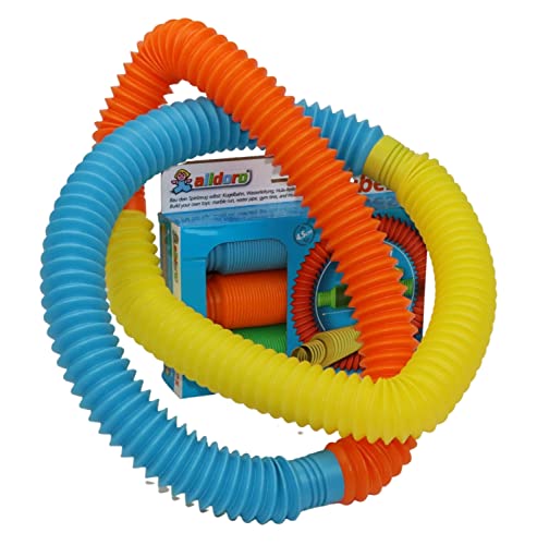 alldoro-Juego 3 cm de diámetro, 3 en 1, con 5 Tubos de plástico Flexibles como pistón de Bolas, tubería de Agua y Aros de aro, Longitud Ajustable de 21 a 73 cm, Multicolor, (Manfred Roser 60332)