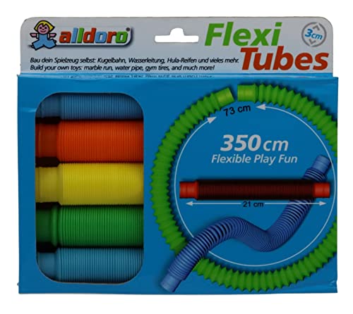 alldoro-Juego 3 cm de diámetro, 3 en 1, con 5 Tubos de plástico Flexibles como pistón de Bolas, tubería de Agua y Aros de aro, Longitud Ajustable de 21 a 73 cm, Multicolor, (Manfred Roser 60332)