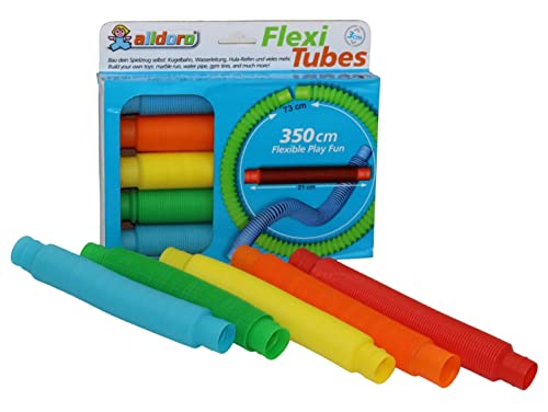 alldoro-Juego 3 cm de diámetro, 3 en 1, con 5 Tubos de plástico Flexibles como pistón de Bolas, tubería de Agua y Aros de aro, Longitud Ajustable de 21 a 73 cm, Multicolor, (Manfred Roser 60332)