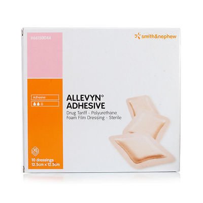 Allevyn - Apósito adhesivo clásico para el cuidado de heridas, 12,5 cm x 12,5 cm x 10 úlceras diabéticas postoperatorias