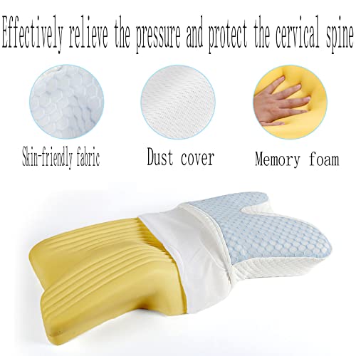 Almohada cervical, espuma viscoelástica Almohada ergonómica para dormir lado, para aliviar el dolor cuello y hombros Almohada ortopédica para el cuello Cama para dormir Almohadas viaje al air(Color:A)