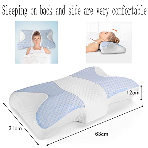 Almohada cervical, espuma viscoelástica Almohada ergonómica para dormir lado, para aliviar el dolor cuello y hombros Almohada ortopédica para el cuello Cama para dormir Almohadas viaje al air(Color:A)