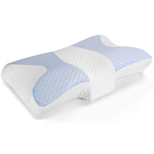 Almohada cervical, espuma viscoelástica Almohada ergonómica para dormir lado, para aliviar el dolor cuello y hombros Almohada ortopédica para el cuello Cama para dormir Almohadas viaje al air(Color:A)