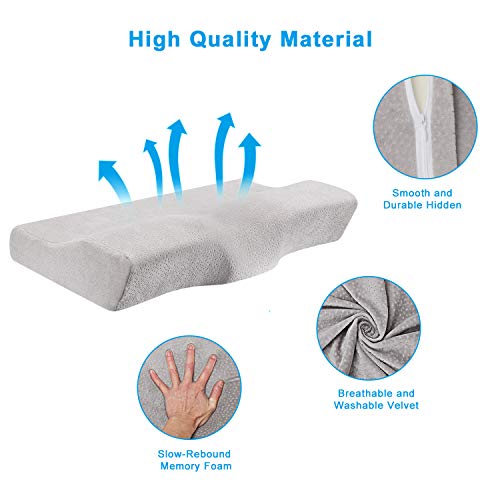 Almohada Cervical para Dormir, Almohada viscoelástica ortopédica Cervical para Dolor de Cuello, cojín ergonómico para Columna Vertical cómoda, cojín Cervical con Funda de Terciopelo