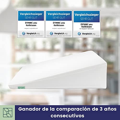 Almohada cuña, 90cm, Oeko-Tex - Respaldo Cama Duro con Funda Suave - Cojin Lectura y cuña antireflujo Adulto Blanco de DYNMC YOU