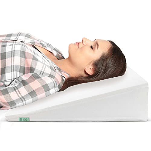 Almohada cuña, 90cm, Oeko-Tex - Respaldo Cama Duro con Funda Suave - Cojin Lectura y cuña antireflujo Adulto Blanco de DYNMC YOU