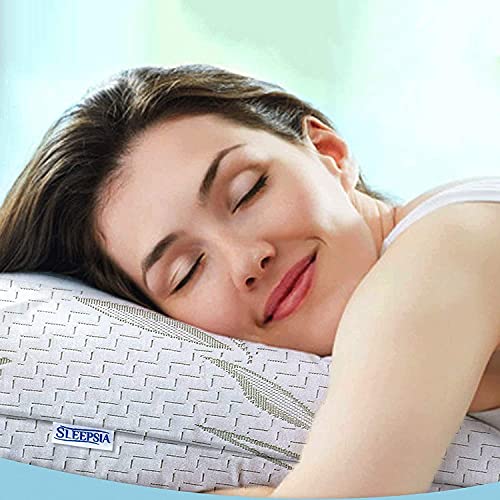 Almohada de bambú – Almohadas premium para dormir – Almohada de espuma viscoelástica con funda de almohada lavable – Ajustable (King)