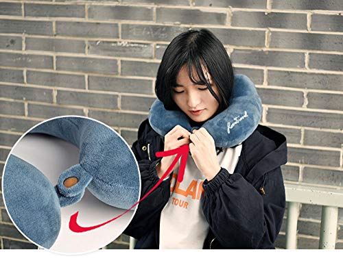 Almohada de Cuello de Viaje,Almohada en Forma de U Almohada para el Cuello de Viaje Almohada con Memoria de Siesta para Adultos Soporte de Doble Joroba, Cuidado de los Hombros y el Cuello-Azul Marino