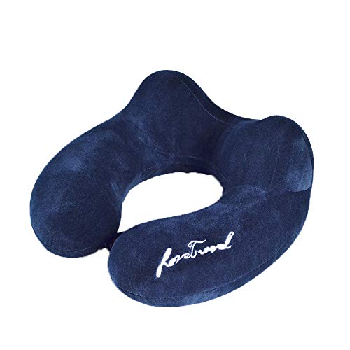 Almohada de Cuello de Viaje,Almohada en Forma de U Almohada para el Cuello de Viaje Almohada con Memoria de Siesta para Adultos Soporte de Doble Joroba, Cuidado de los Hombros y el Cuello-Azul Marino