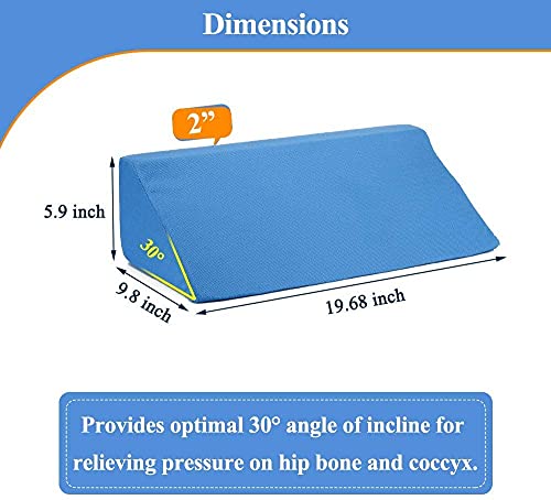 Almohada de cuña Posición del cuerpo Cuñas Posición de la Espalda Funda de Almohada Elevación para Embarazo Dormitorio Eevated Alineación del Cuerpo Soporte de Tobillo Almohada de Pierna (Azul)