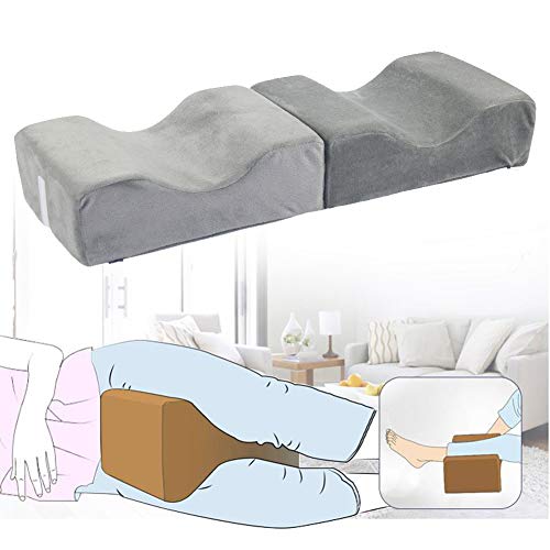 Almohada de espuma viscoelástica para la rodilla, cojín de espuma con forma de cuña, almohada de apoyo para las piernas para aliviar el dolor de espalda de la ciática de la cadera que duerme(gris)