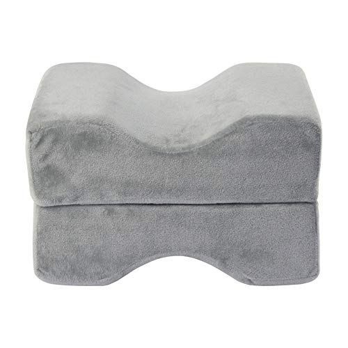 Almohada de espuma viscoelástica para la rodilla, cojín de espuma con forma de cuña, almohada de apoyo para las piernas para aliviar el dolor de espalda de la ciática de la cadera que duerme(gris)