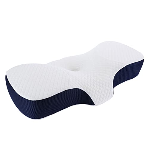 Almohada de memoria, contorno del cuello almohada de espuma viscoelástica para el dolor cojín cervical para el dolor de hombros almohada cervical para dormir de lado y de espalda con funda lavable