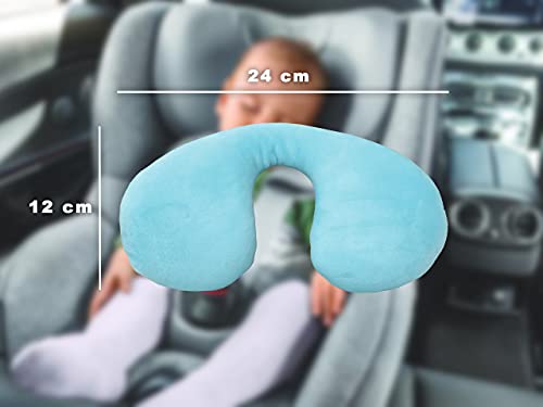 Almohada de Viaje en Forma de U Almohada para el Cuello para niños de 0 a 12 Meses / Disponible en Dos Colores (Azul)