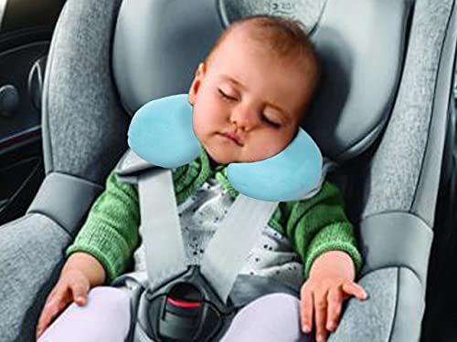 Almohada de Viaje en Forma de U Almohada para el Cuello para niños de 0 a 12 Meses / Disponible en Dos Colores (Azul)