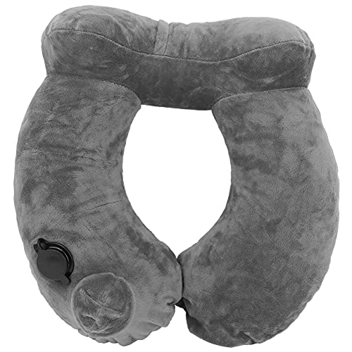 Almohada de Viaje, Soporte de Prensa para el Cuello, Tipo U, de usos múltiples, 4 Piezas, Almohada de Viaje para el Cuello, Inflable para Trenes de Viaje de Larga Distancia(Gray)