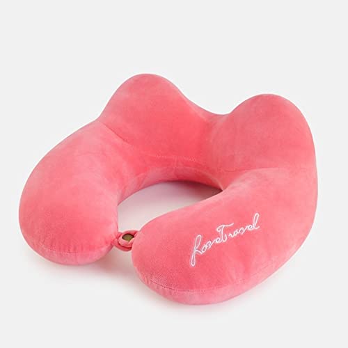 Almohada en Forma de U Travel Car Cuello Cuello Almohada Cervical Piel Aviones de U En Forma de U Memoria Almohada Portátil Cuello Almohada NAP Estudiantes (Color : Watermelon Red)