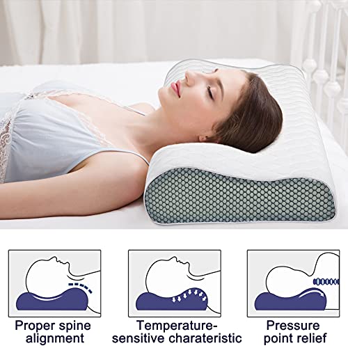 Almohada Fityou, Espuma de Memoria Ajustable en Altura 60 x 35 cm, Almohada ortopédica de Soporte Cervical, Almohada para Dormir con Cremallera para Personas Que Duermen de Lado, Funda de Almohada