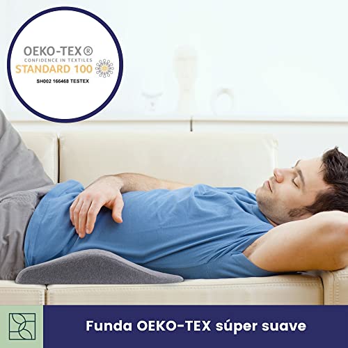 Almohada Lumbar ergonómica - Cómoda Almohada de Espuma con Memoria, dureza Media, Funda Oeko-Tex - Soporte Lumbar, cojin Lumbar Cama y sofá, Almohada Espalda, Almohada Embarazada, Gris - DYNMC YOU