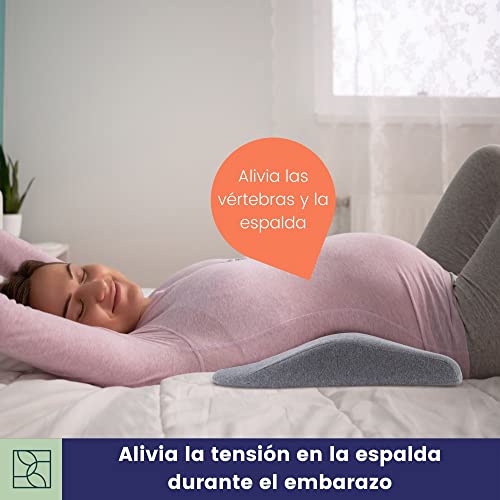 Almohada Lumbar ergonómica - Cómoda Almohada de Espuma con Memoria, dureza Media, Funda Oeko-Tex - Soporte Lumbar, cojin Lumbar Cama y sofá, Almohada Espalda, Almohada Embarazada, Gris - DYNMC YOU