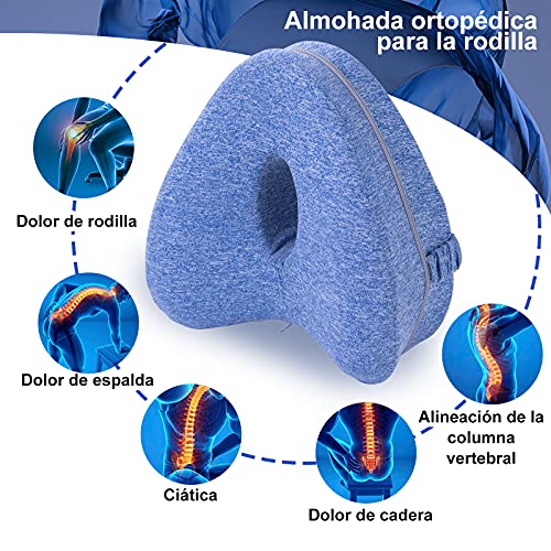 Almohada Mejor para posicionadoras de Pierna y Rodilla,ergonómico Dioxide Espuma viscoelástica con Efecto Memoria,Cadera y Articulaciones,Soporte para el Tobillo y Rodilla-Lado Contour Funda extraíble