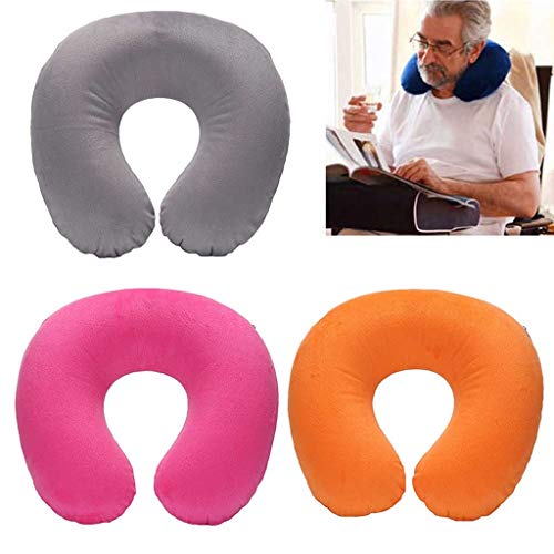 Almohada para el cuello para viajar, almohada clás Almohadas de Viaje Almohada inflable Almohada de viaje T-Aviones almohada de PVC almohada cama felpa corta Tela Cuello aliviar la fatiga Maneras de a