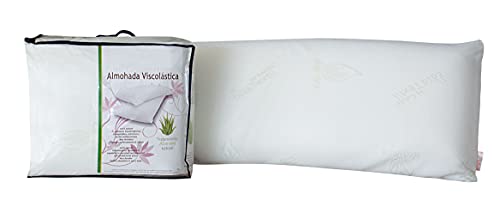 Almohada viscoelástica Aloe Vera de firmeza Alta 100% Natural, hipoalergénica, Transpirable y antibacteriana, Muy Duradera. (150 cm)