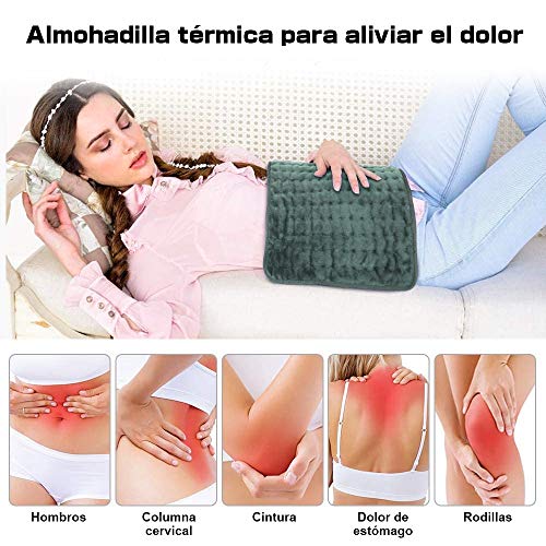 Almohadilla Elèctrica Térmica, Mefine Mantas Eléctricas espalda y cuello, 75W Calentamiento Rápido con 6 Niveles Temperatura, 4 Modes Temporizadores, para Lumbares, Espalda, Abdome (60 x 30 cm)